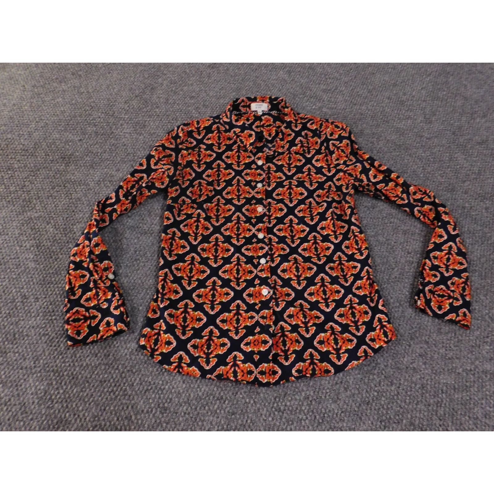 Vintage Crown & Ivy Shirt Womens Small Navy Floral Button Up Long Sleeve Cotton Size S / US 4 / IT 40 - 2 Thumbnail