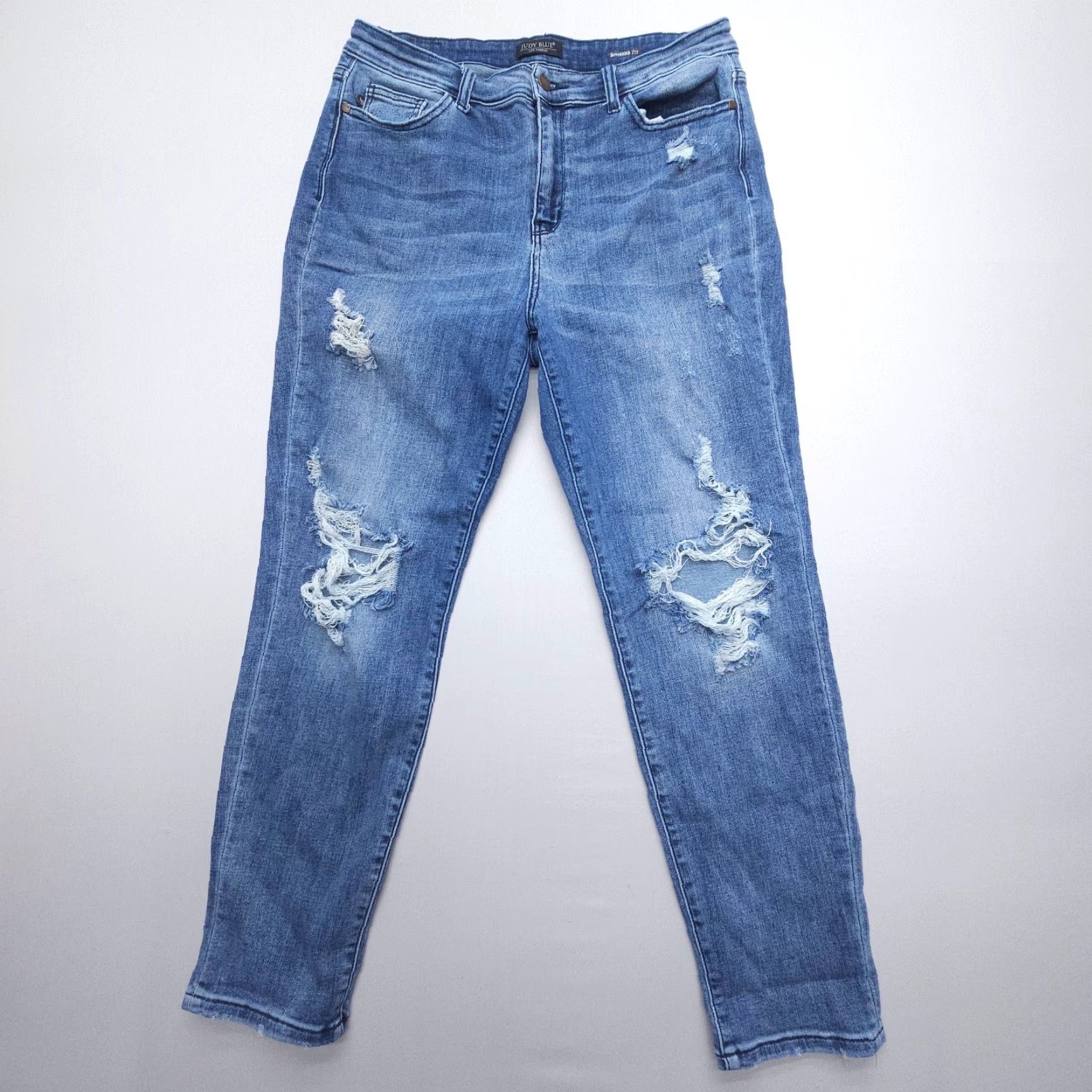 Denime Judy Blue Jeans Womens 15 / 32 Boyfriend Fit Distressed Dark Wash Denim Blue Size 24" / US 00 / IT 34 - 2 Thumbnail
