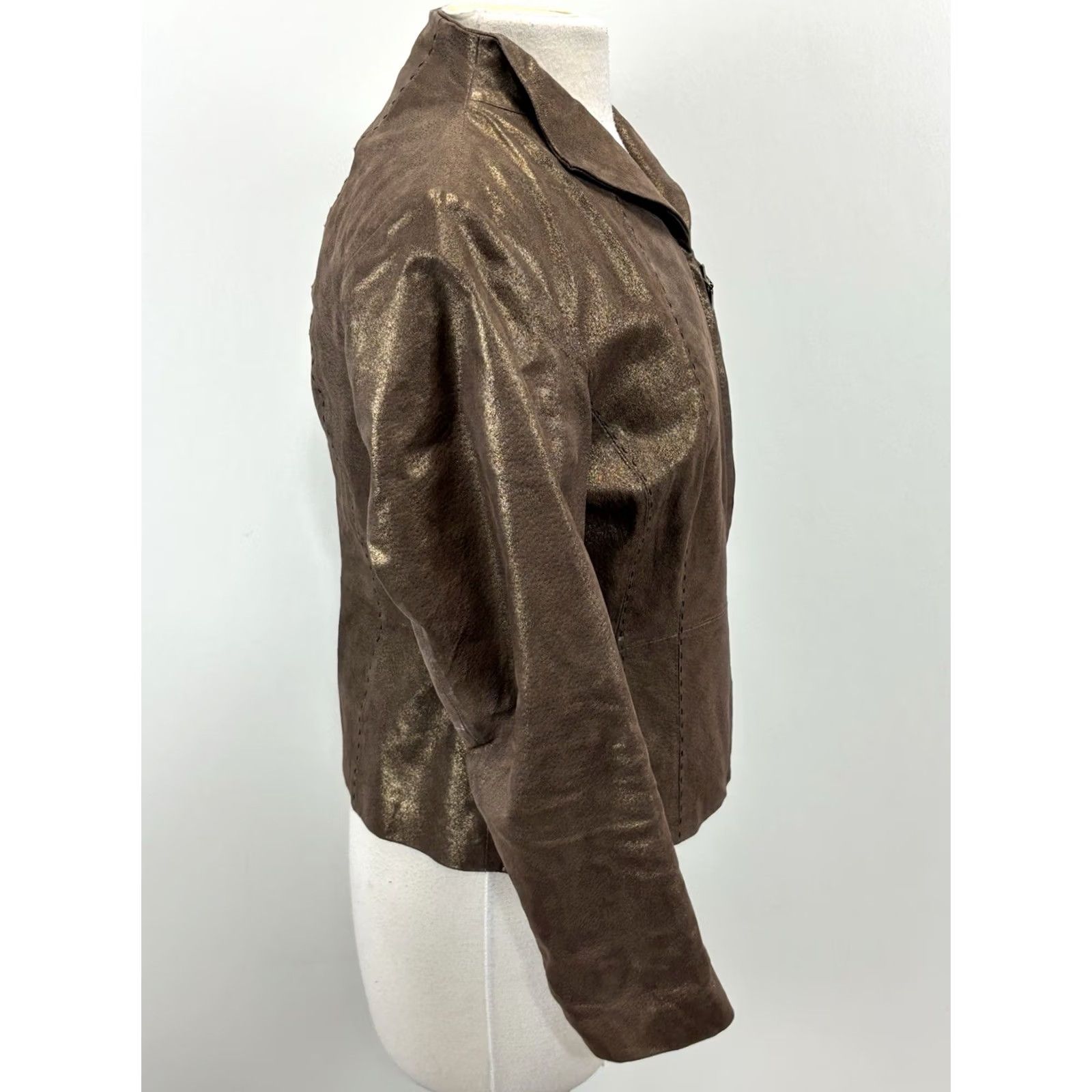 Coldwater Creek Coldwater Creek Leather Jacket Coat Women’s Sp Petite Bronze Y2K Size S / US 4 / IT 40 - 3 Thumbnail