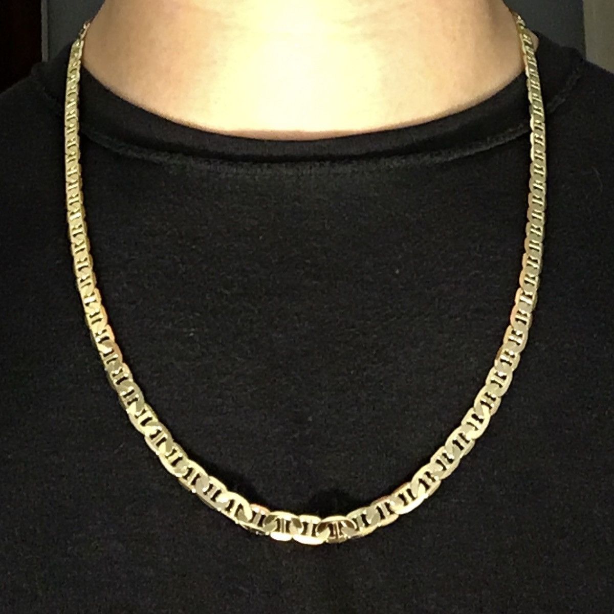 Jewelry Gold Chain Mariner Link Necklace 24in 6mm and Gold Cross Size ONE SIZE - 5 Thumbnail