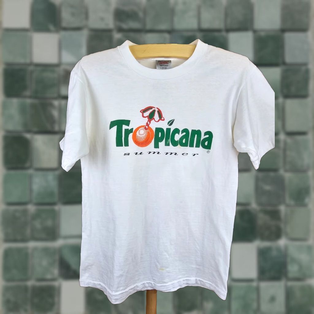 Vintage VINTAGE 90's TROPICANA ORANGE JUICE SINGLE STITCH 100% COTTON T-SHIRT SZ LARGE Size US L / EU 52-54 / 3 - 1 Thumbnail