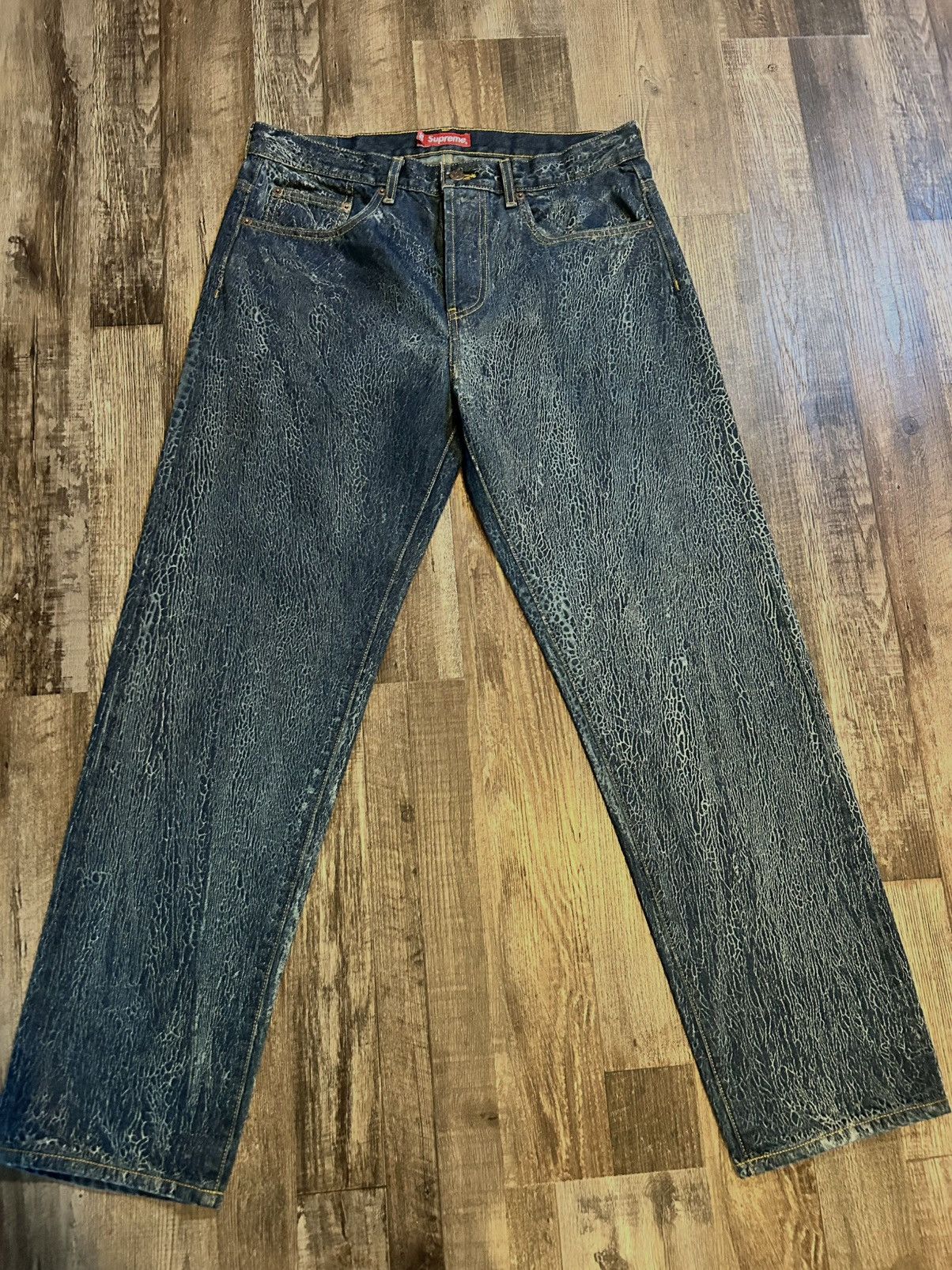Supreme SUPREME Crackle jeans Blue Size US 32 / EU 48 - 1 Thumbnail