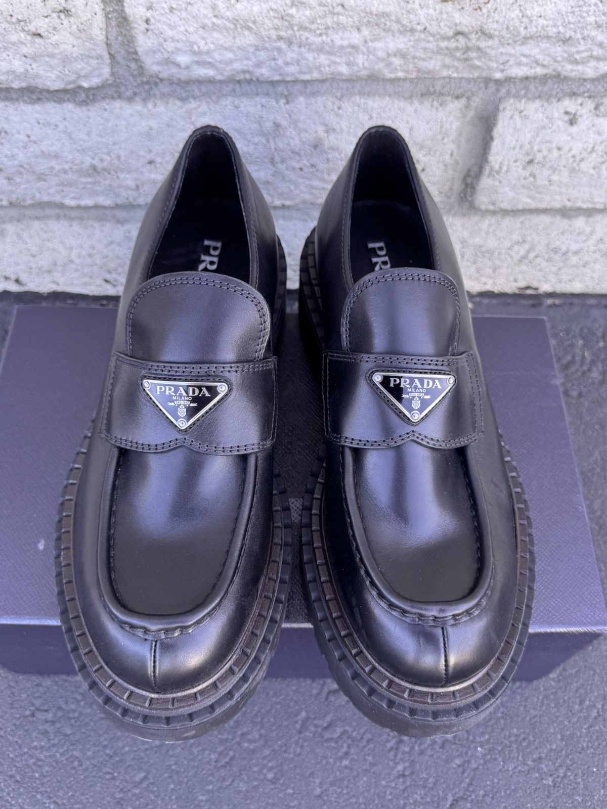 Prada Prada Brushed Leather Platform Loafers Unisex Size US 7 / EU 40 - 2 Thumbnail