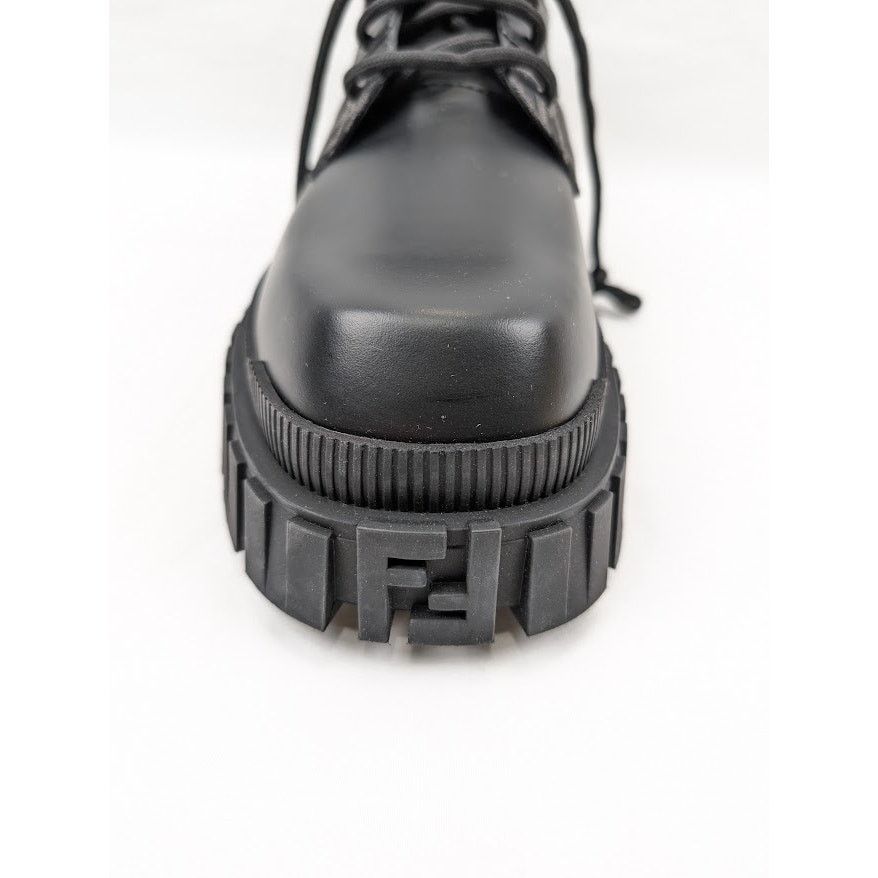 Fendi o1rshd1 Men's Lace Up Fabric Calf Leather Boots Shoe in Nero Size US 11 / EU 44 - 6 Thumbnail