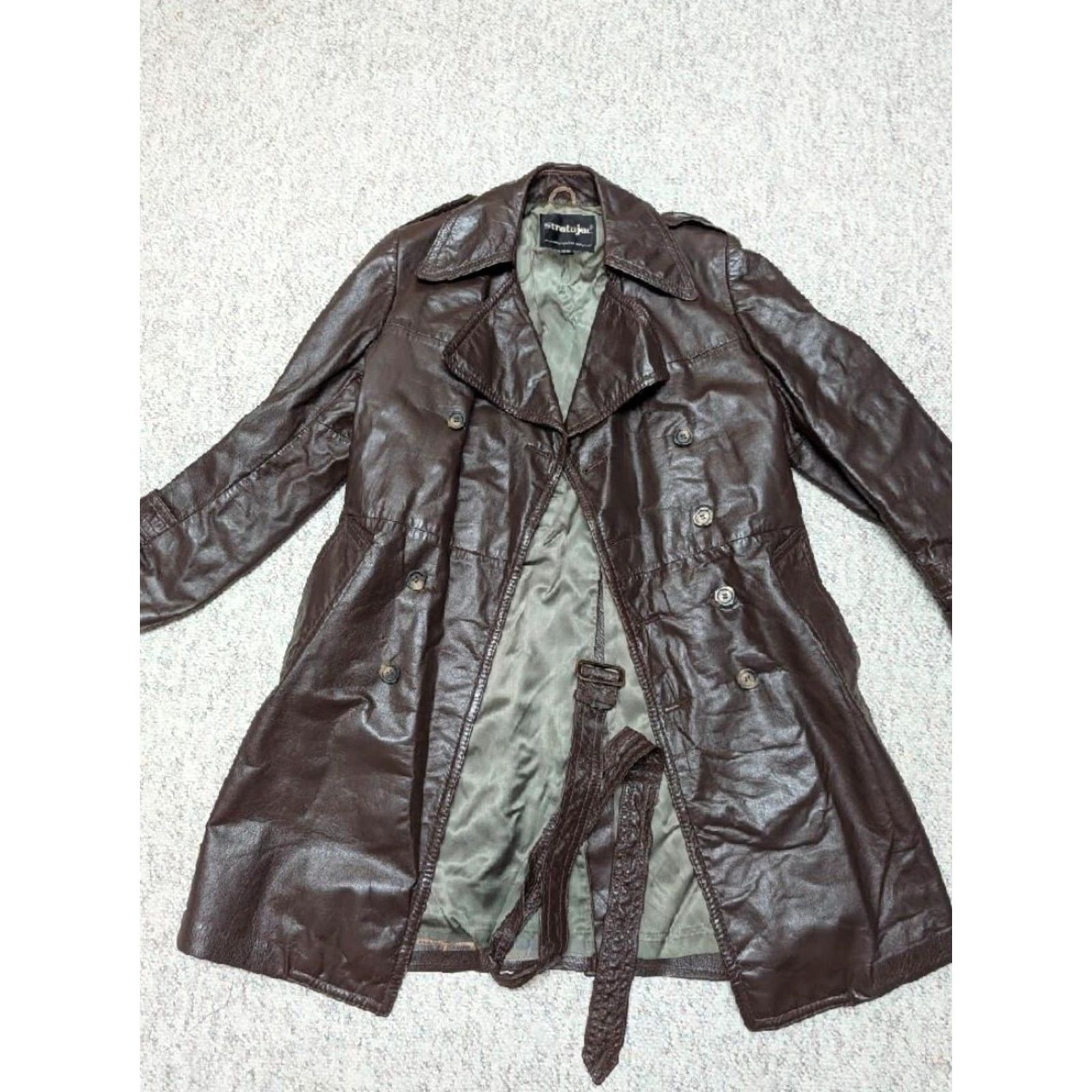 Doublet VINTAGE Stratojac leather coat - belted double breasted brown cowhide - 38 Chest Mens 1970s overcoat Size US S / EU 44-46 / 1 - 3 Thumbnail