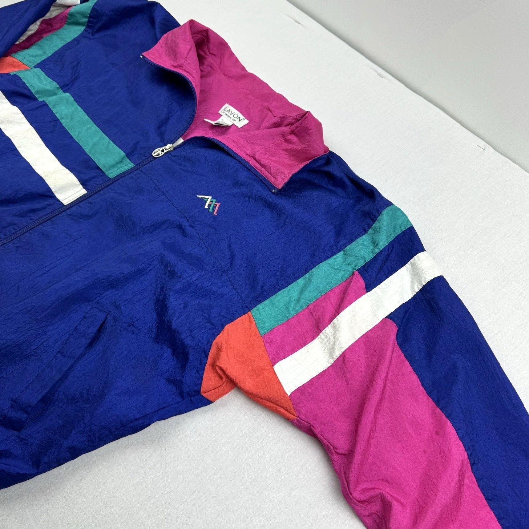 Vintage VINTAGE Lavòn Windbreaker Jacket Womens L Blue Full Zip 80s Size L / US 10 / IT 46 - 6 Thumbnail