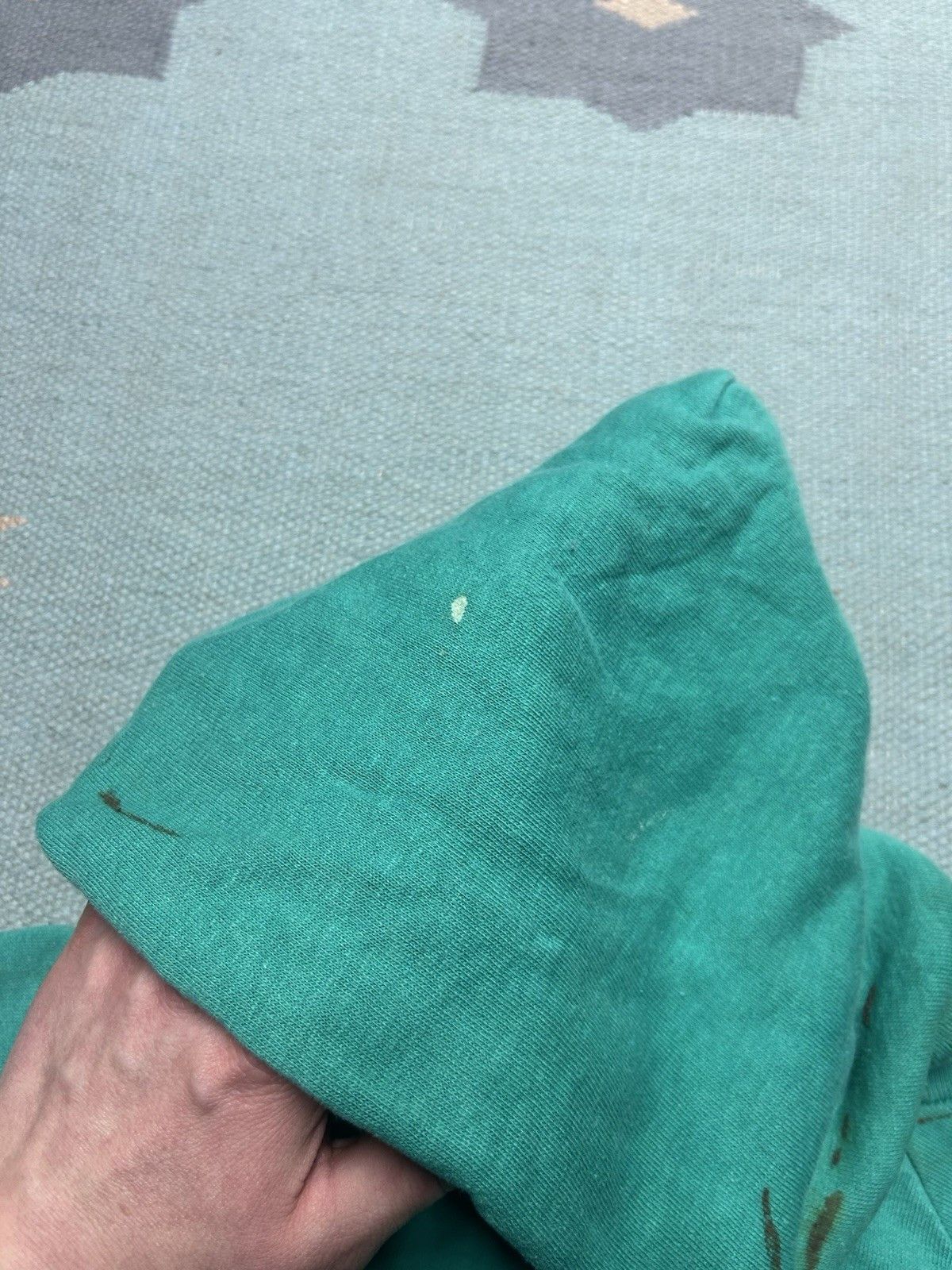 Vintage VTG 70s hoodie sweatshirt blank teal turquoise distressed M Size US M / EU 48-50 / 2 - 7 Thumbnail