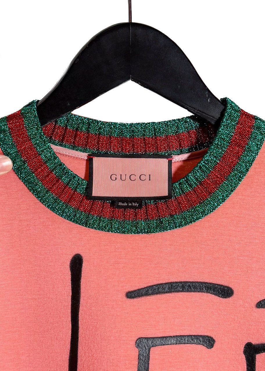 Gucci Gucci "Life Is Gucci" Ghost Pink Cotton Sweatshirt Size XS / US 0-2 / IT 36-38 - 4 Thumbnail