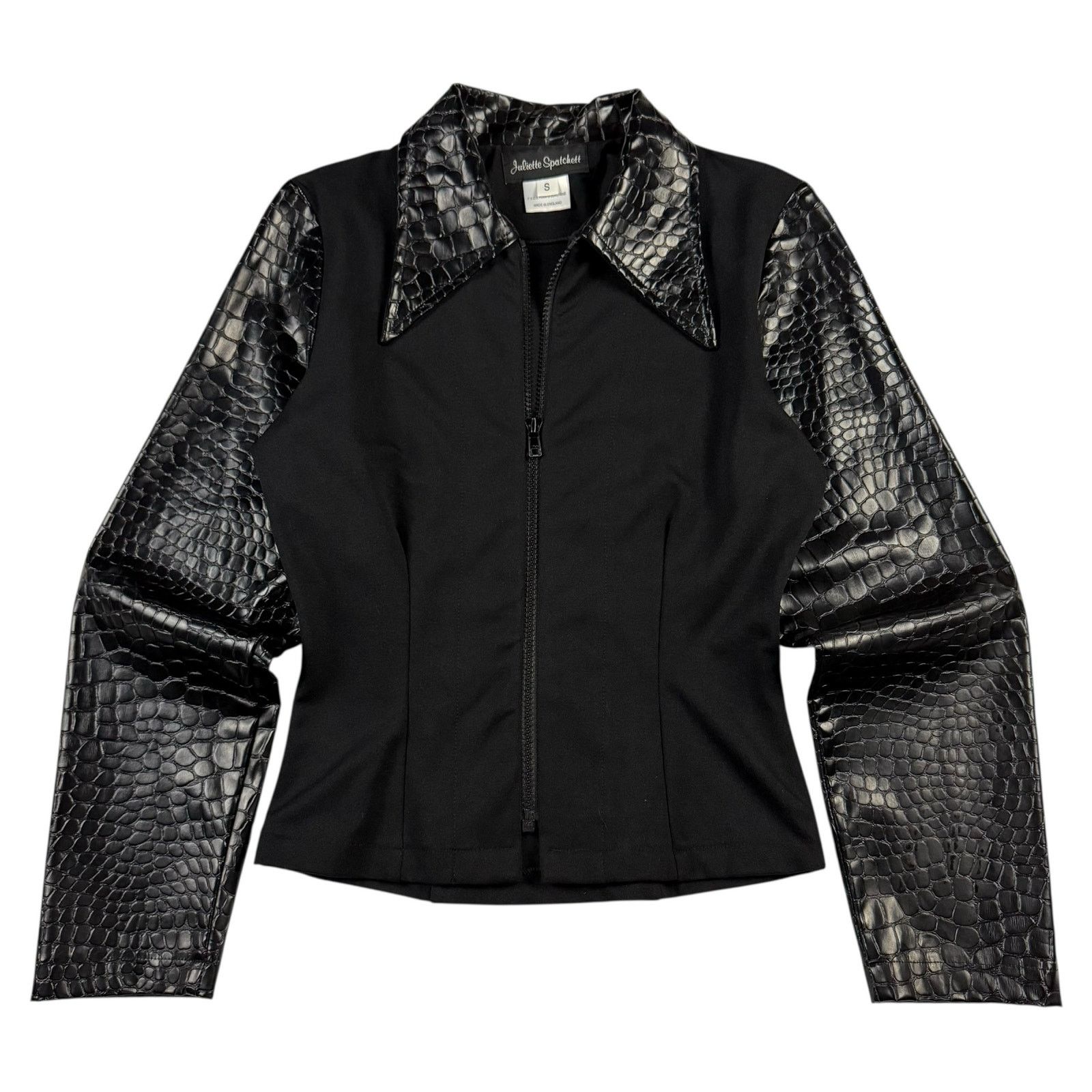 Vtg 90s Juliette Spatchett Faux Alligator Skin Zip Up Shirt