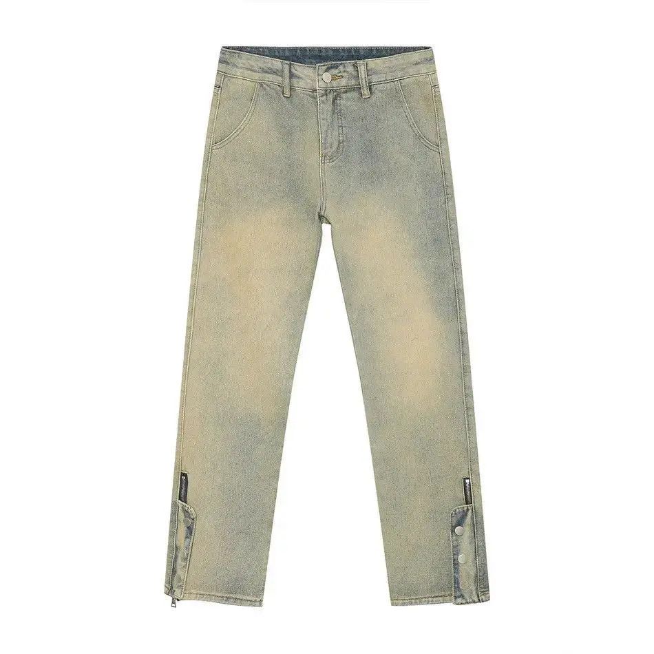 Japanese Brand Retro loose straight zipper jeans Size US 32 / EU 48 - 5 Thumbnail