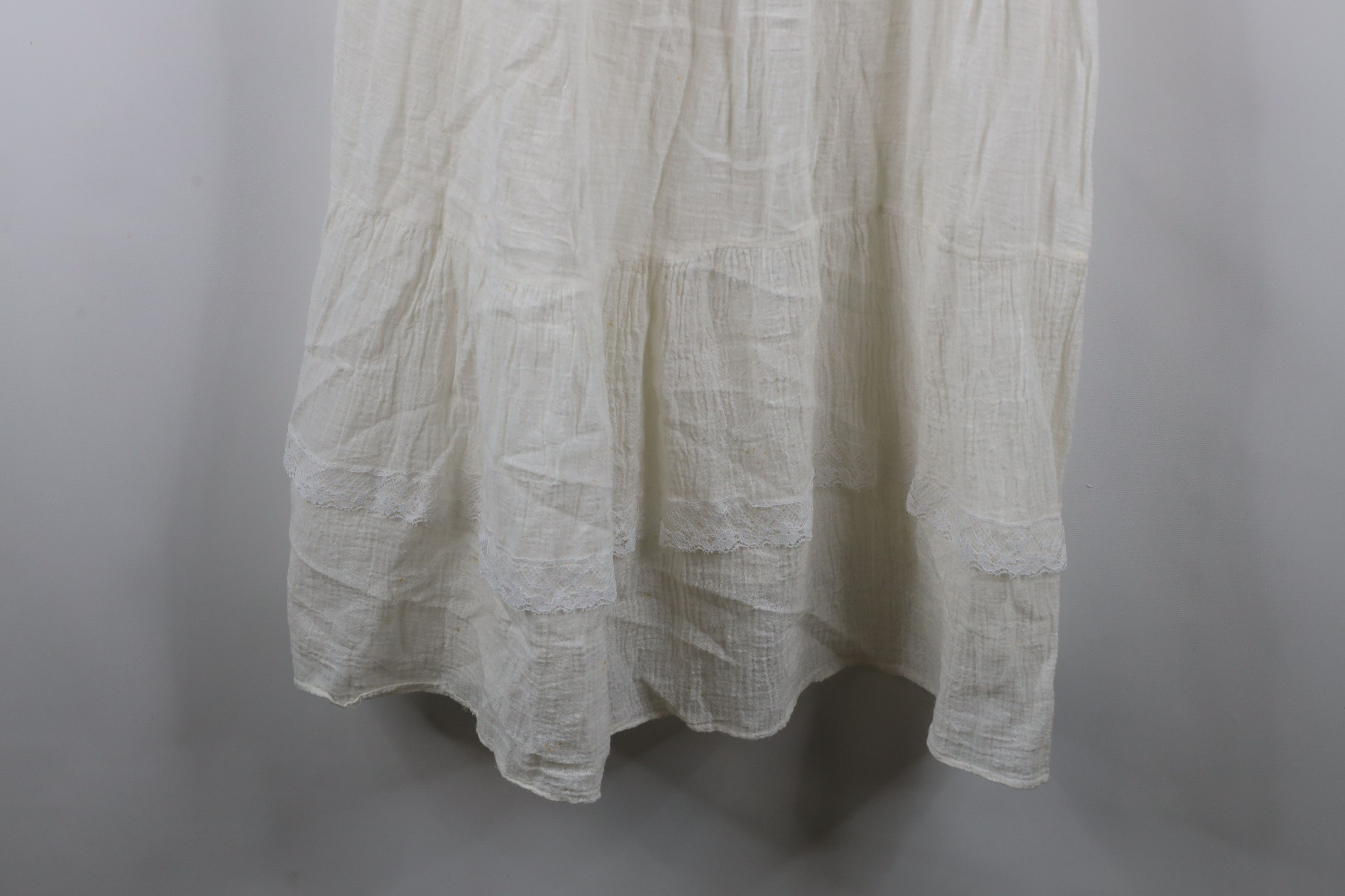 Vintage Vintage 60s 70s Prairie Farmhouse Gauzy Cotton Lace Dress Size XXL / US 16-18 / IT 52-54 - 7 Thumbnail