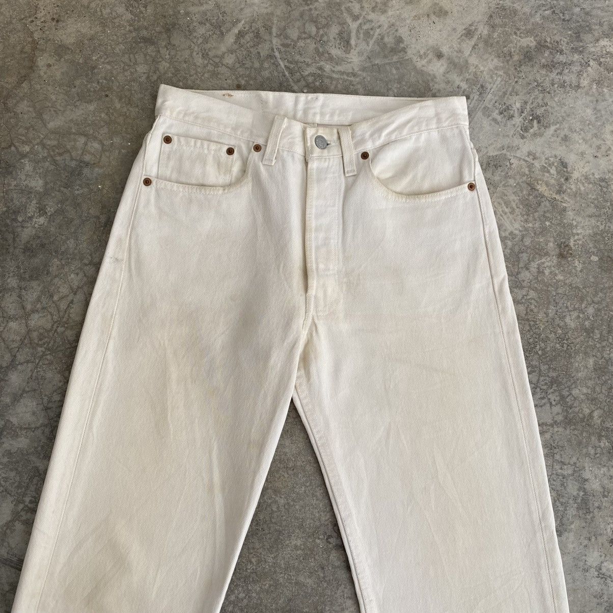 Levi's Size 30x31.5 Vintage 1994 Levis 501 White Denim Jeans Size US 30 / EU 46 - 3 Thumbnail