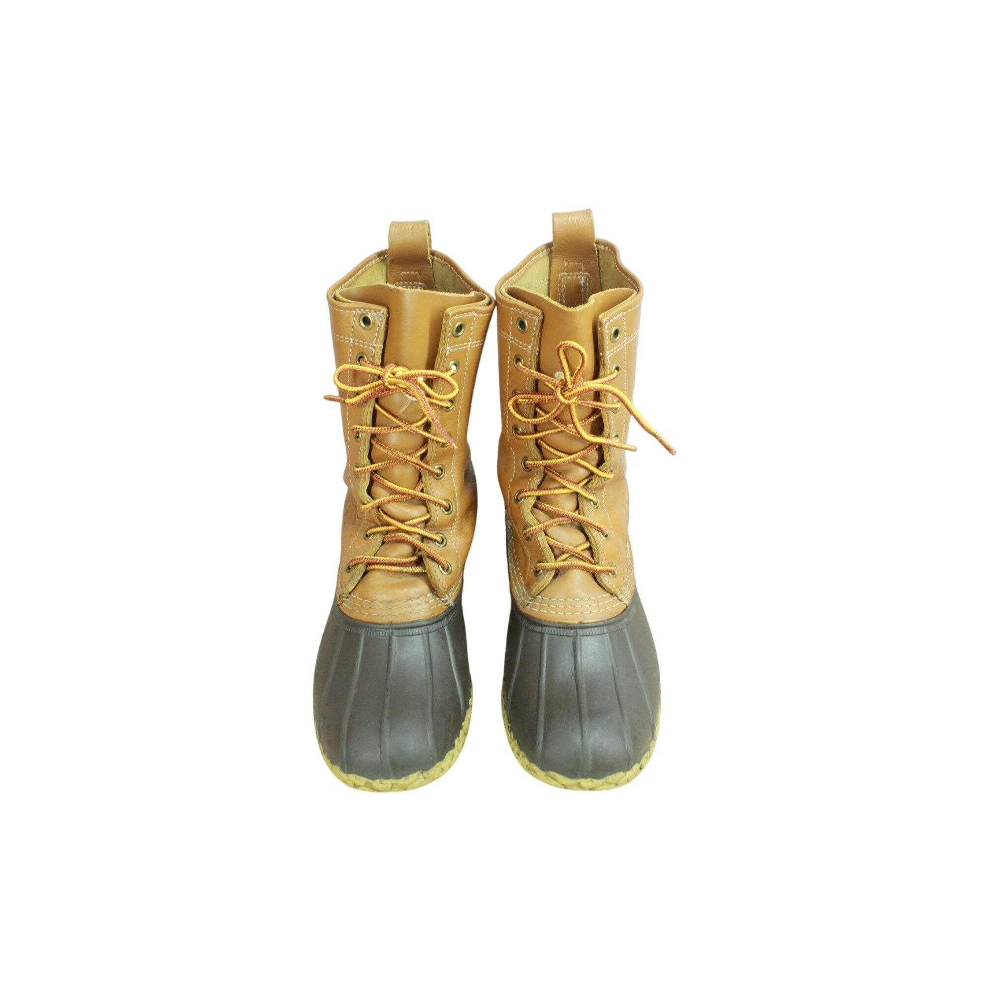 L.L. Bean LL Bean Brown Leather Lace Up Unlined Mid Calf Duck Boots Size US 9 / IT 39 - 5 Thumbnail