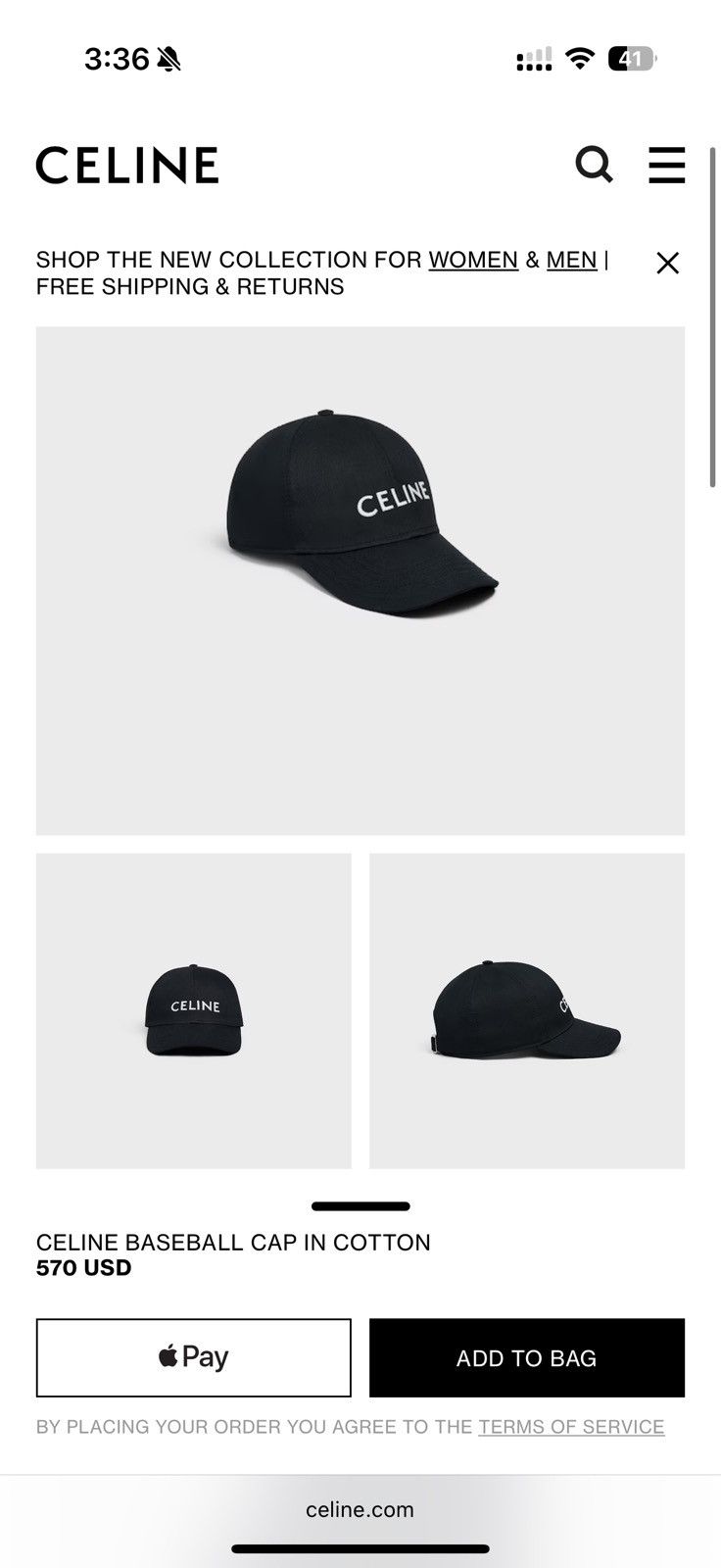 Celine CELINE Baseball Cap size M NEW Size ONE SIZE - 10 Thumbnail