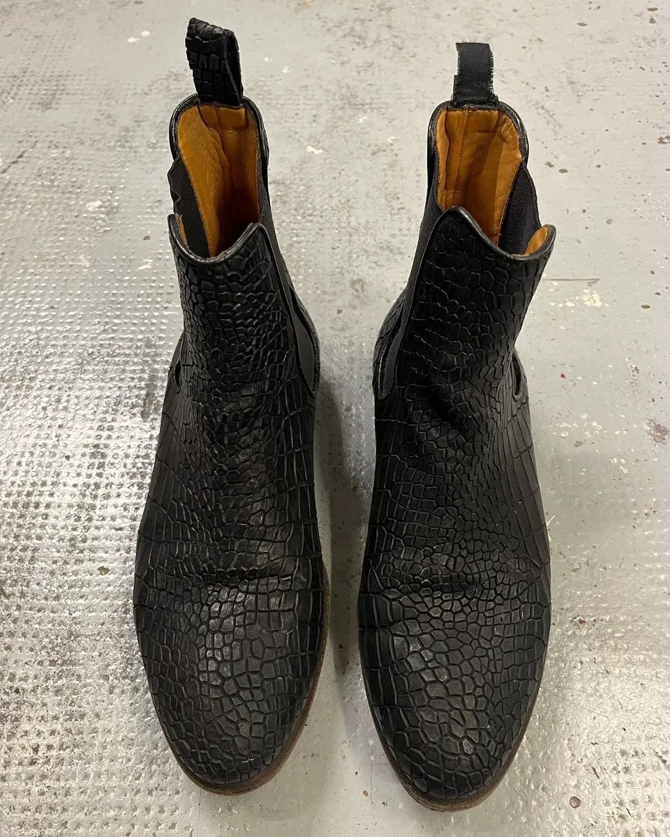 The Last Conspiracy The Last Conspiracy Black Leather Crocodile Embossed Boots Size US 8 / IT 38 - 6 Thumbnail