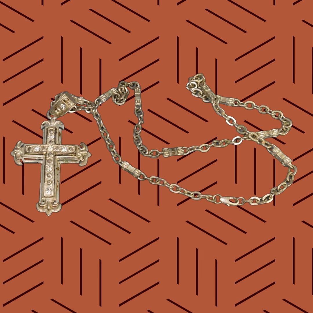 Vintage Cross Crucifix Heavy Bling Jewelry Necklace Mens Size ONE SIZE - 1 Preview
