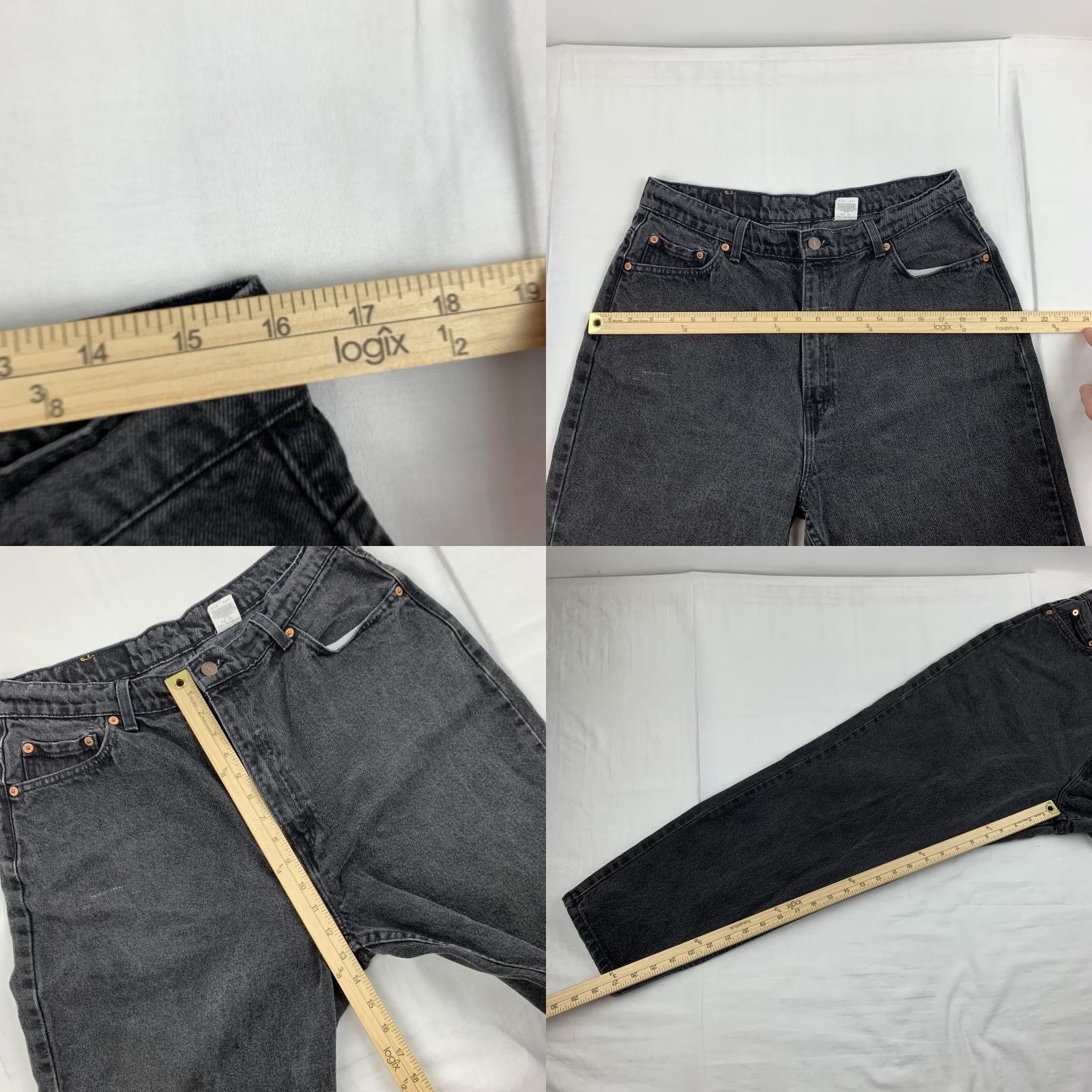 Levi's VINTAGE Levi's 521 Jeans Womens 18 Short Black High Waist Tapered Leg 90s USA Classic American Jeans Womens Size 40" / US 18 - 8 Thumbnail