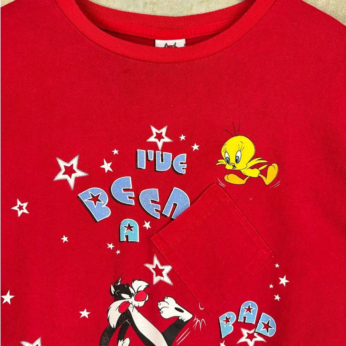 Vintage × Warner Bros Vintage Looney Tunes Tweety T Shirt Mens XL 90s Red Pocket Size US XL / EU 56 / 4 - 6 Thumbnail