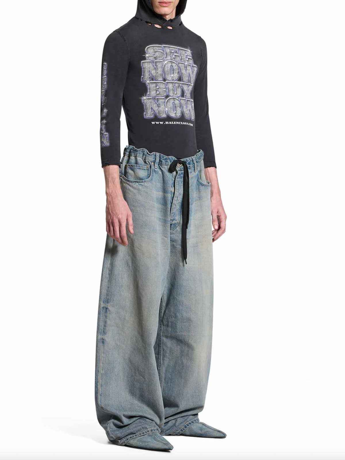 Balenciaga o1bcso1str1025 SNBN Long Sleeve Hooded T- Shirt Fitted Black Size US L / EU 52-54 / 3 - 3 Thumbnail