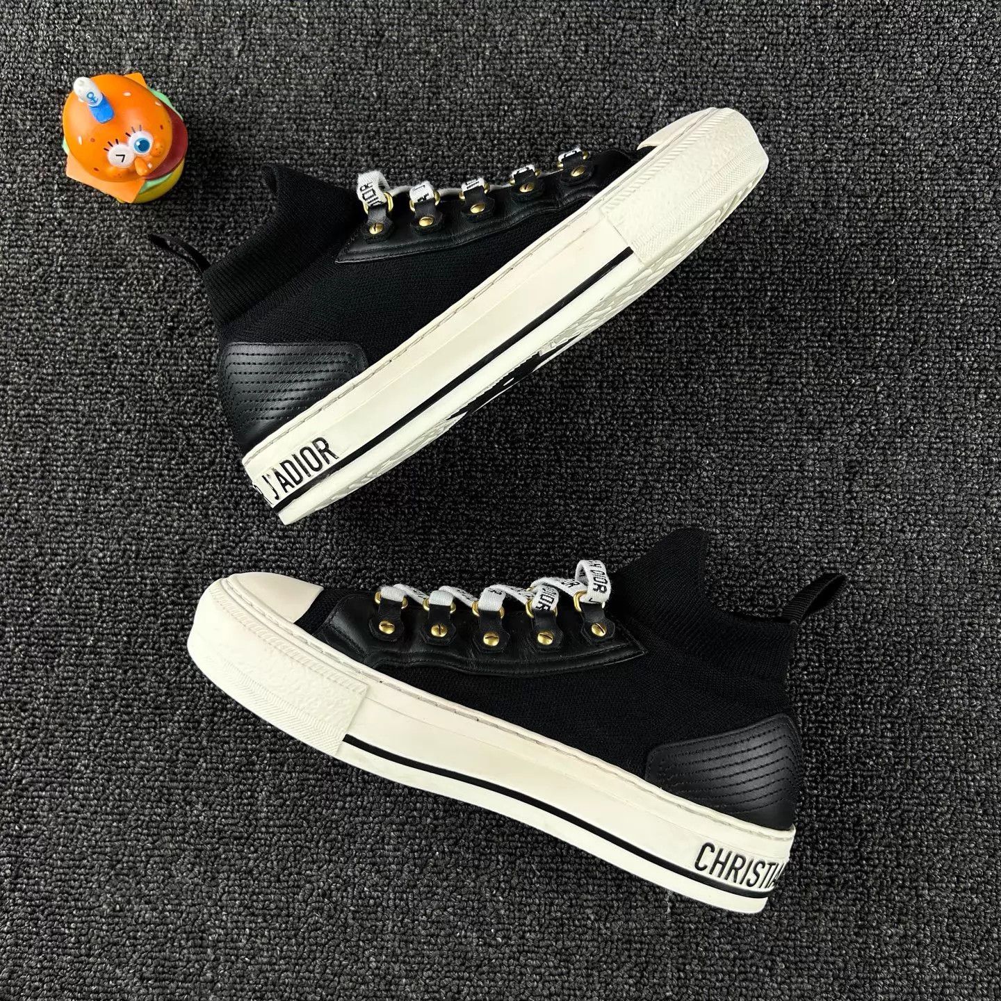 Dior Dior Black White Logo Strap Sock Sneaker Women's 35.5 Size US 5 / IT 35 - 3 Thumbnail