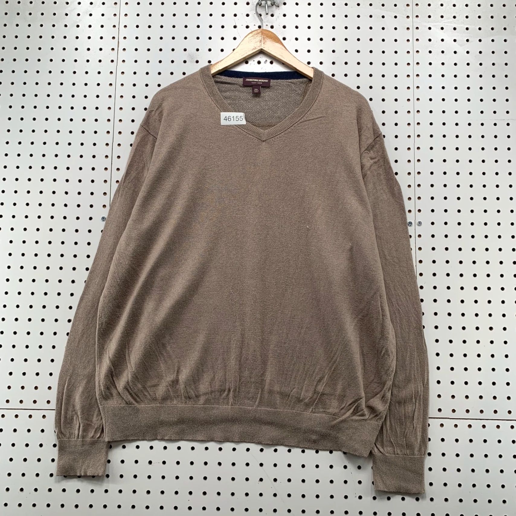 Johnston & Murphy Johnston & Murphy Silk Blend Sweater Mens 2XL Brown V Neck Lightweight Alpaca Size US XXL / EU 58 / 5 - 2 Thumbnail