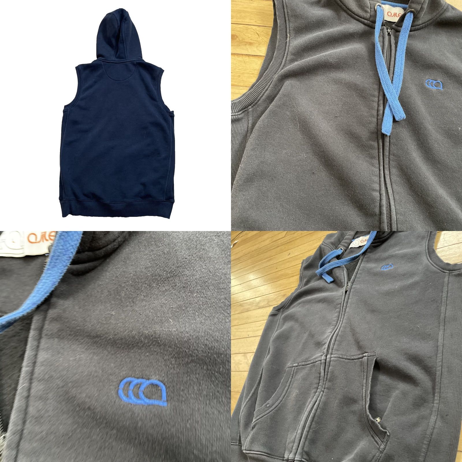 Vintage AJILE Knit Vest Adult L Blue Full Zip Sport Hoodie Drawstring Retro Active L 38" Size US L / EU 52-54 / 3 - 9 Thumbnail