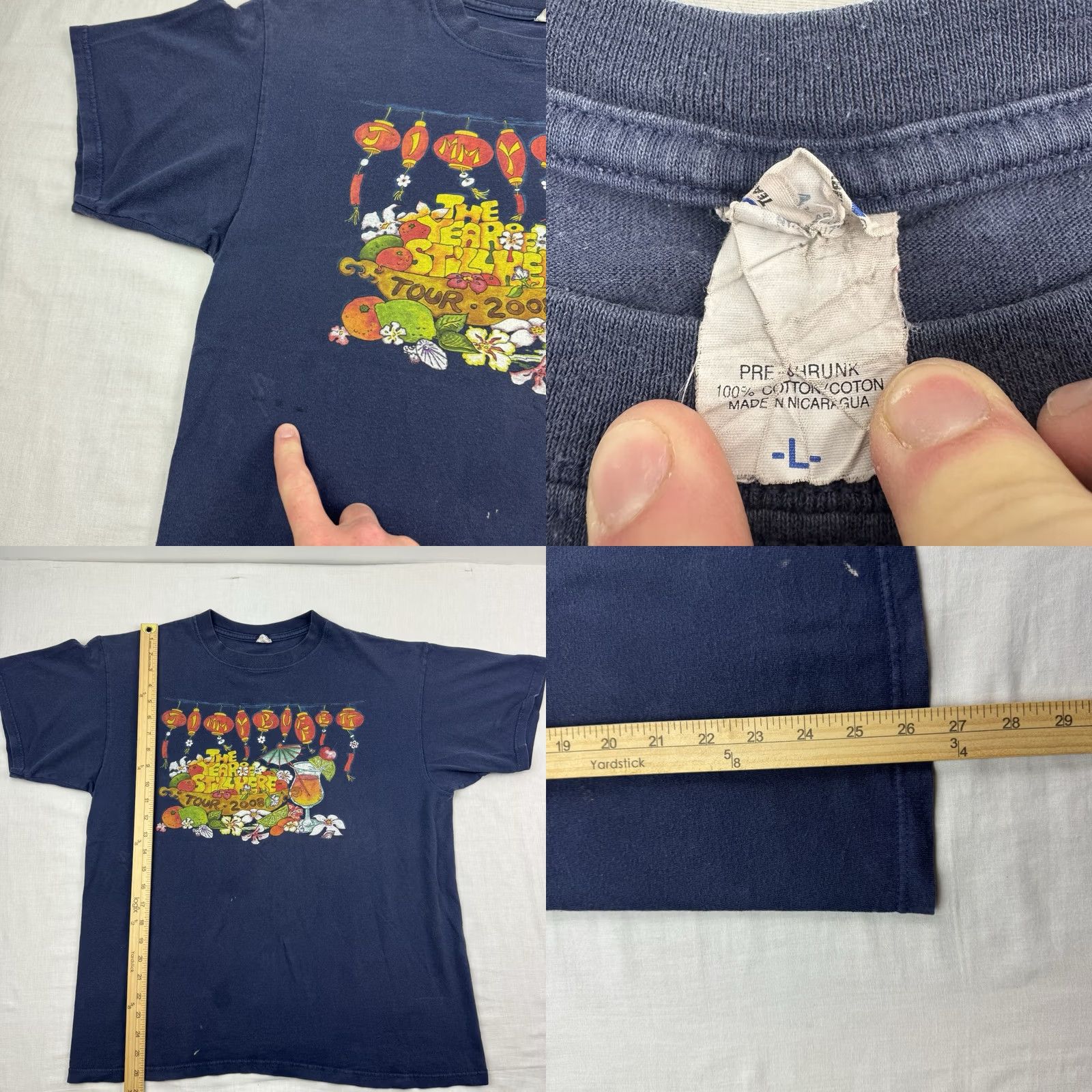 Anvil Y2K Jimmy Buffett 2008 Tour T Shirt Adult Large Year Of Still Here Concert Band Shirt Mens Blue Cotton Vintage Anvil Short Sleeve Crew Neck 4357hh Size US L / EU 52-54 / 3 - 8 Thumbnail