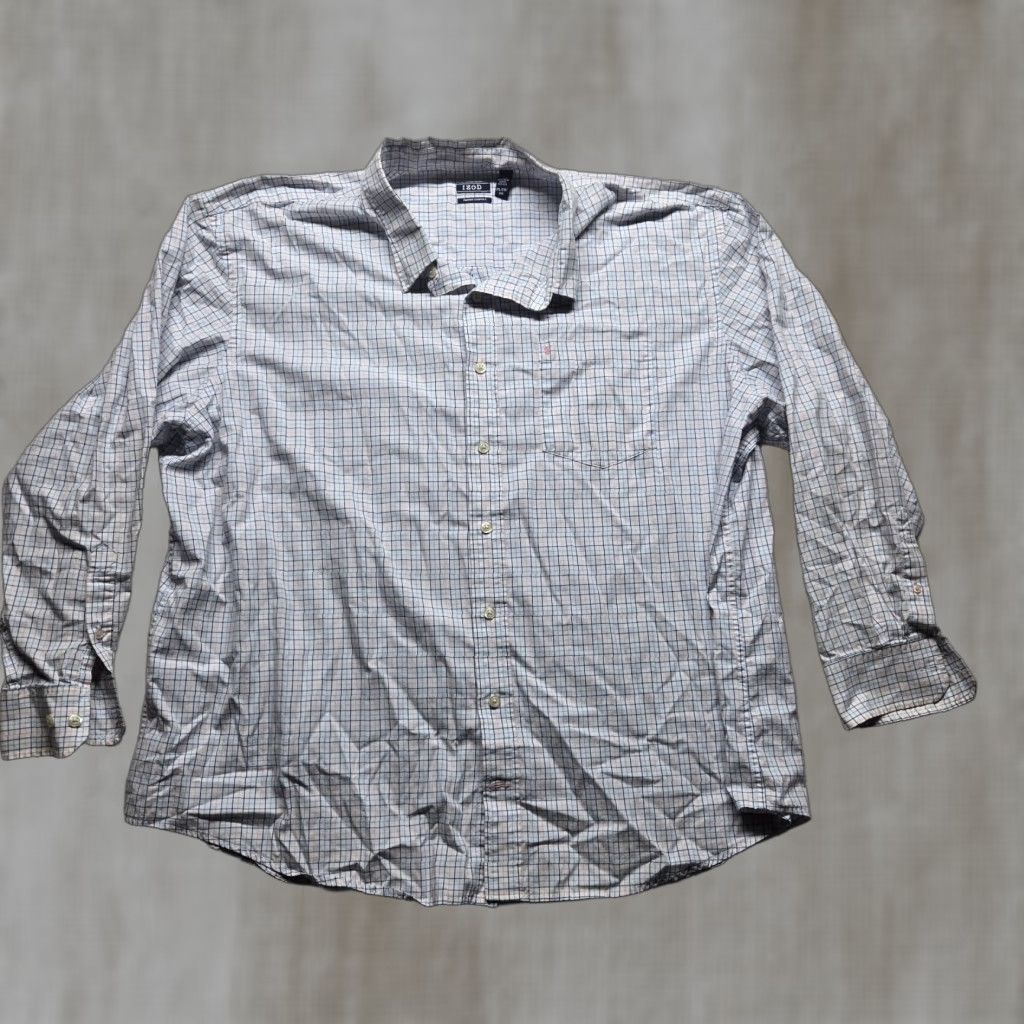 Izod IZOD Shirt Button-Up White Checkered Long Sleeve Adult 3XL Regular Men’s, Cotton, Preppy Classic, Everyday Wear Size US XXL / EU 58 / 5 - 1 Thumbnail