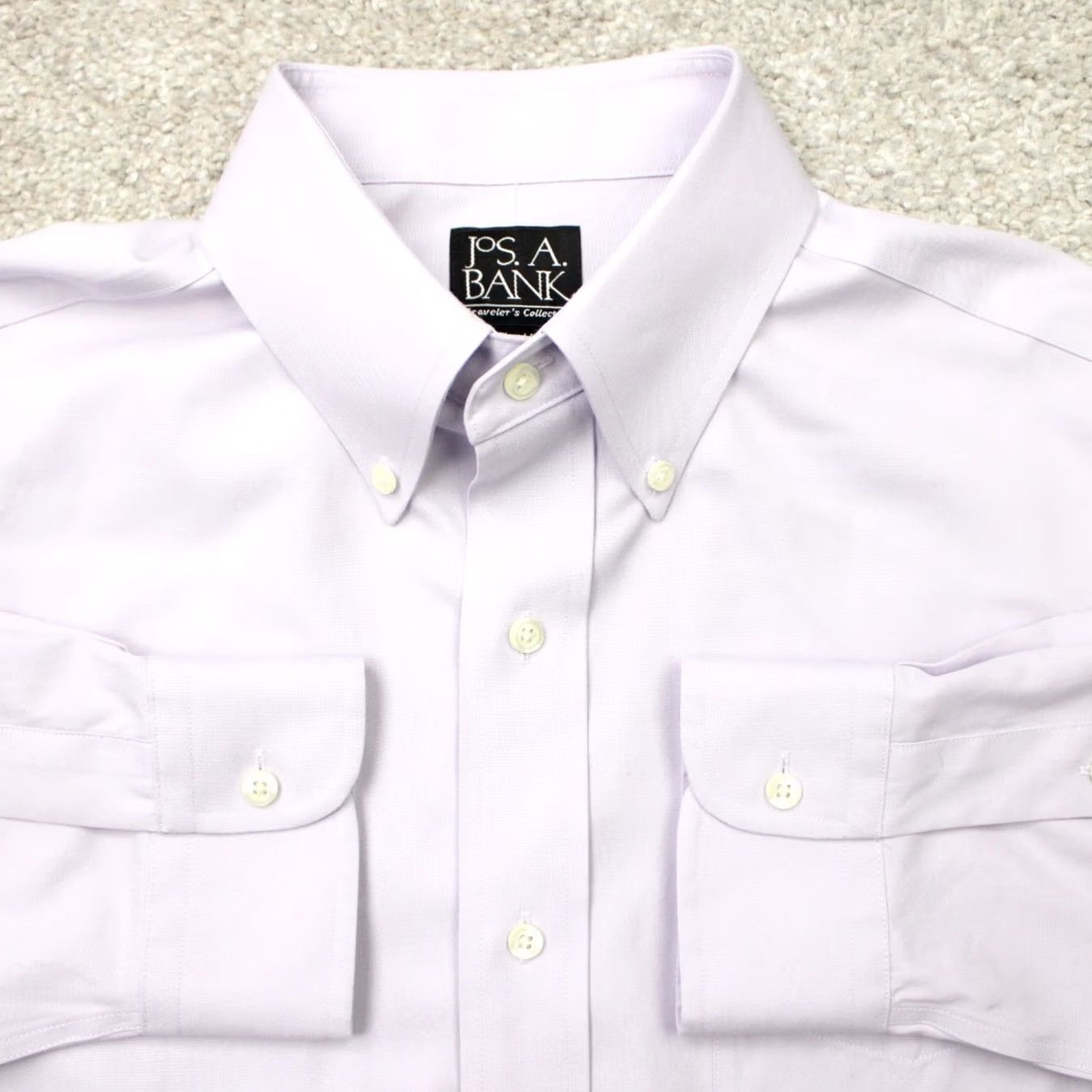 Jos. A. Bank Jos. A. Bank Shirt Mens 15 1/2 33 Purple Traveler Tailored Fit Cotton Long Sleeve Shirt Size US L / EU 52-54 / 3 - 2 Thumbnail