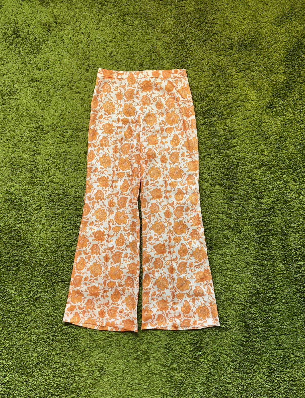 Sandro Sandro wide leg floral pattern coloured satin pants Size 26" / US 2 / IT 38 - 1 Thumbnail