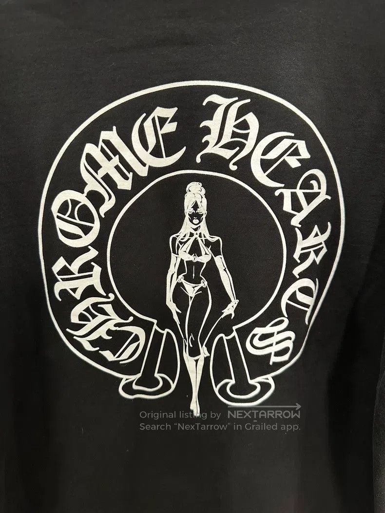 Chrome Hearts CHROME HEARTS Size L Beautiful girl horseshoe black hoodie Size L / US 10 / IT 46 - 6 Thumbnail