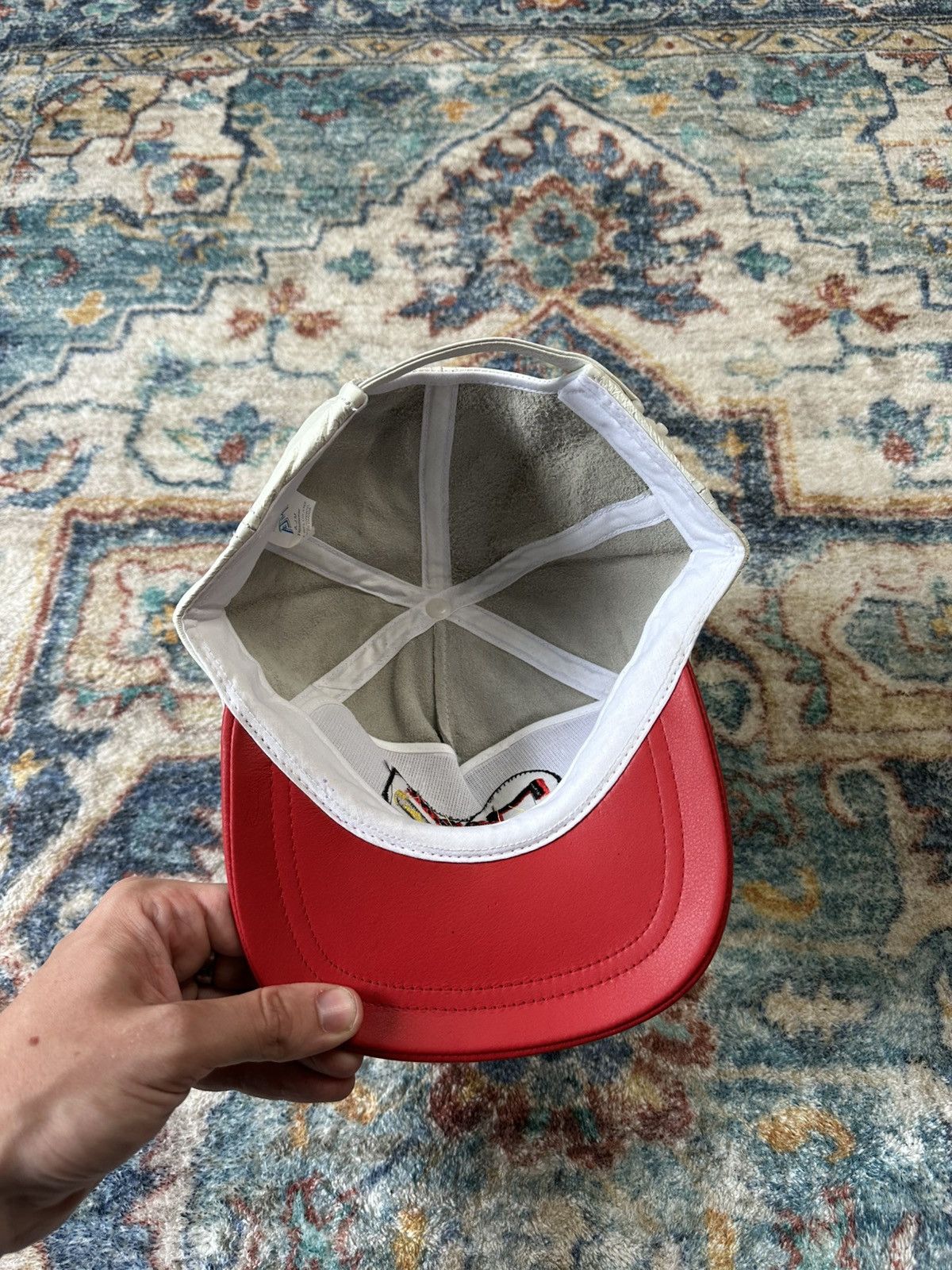 Vintage Vintage 80s Marine Construction Leather Baseball Cap Size ONE SIZE - 7 Thumbnail