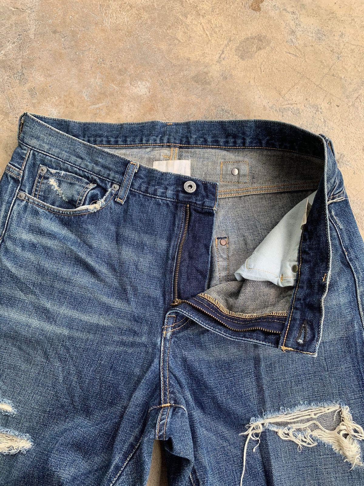 If Six Was Nine × Jean × WHIZ LIMITED Whiz Limited Japan Ripped Selvedge Distressed Denim Size US 35 - 17 Thumbnail