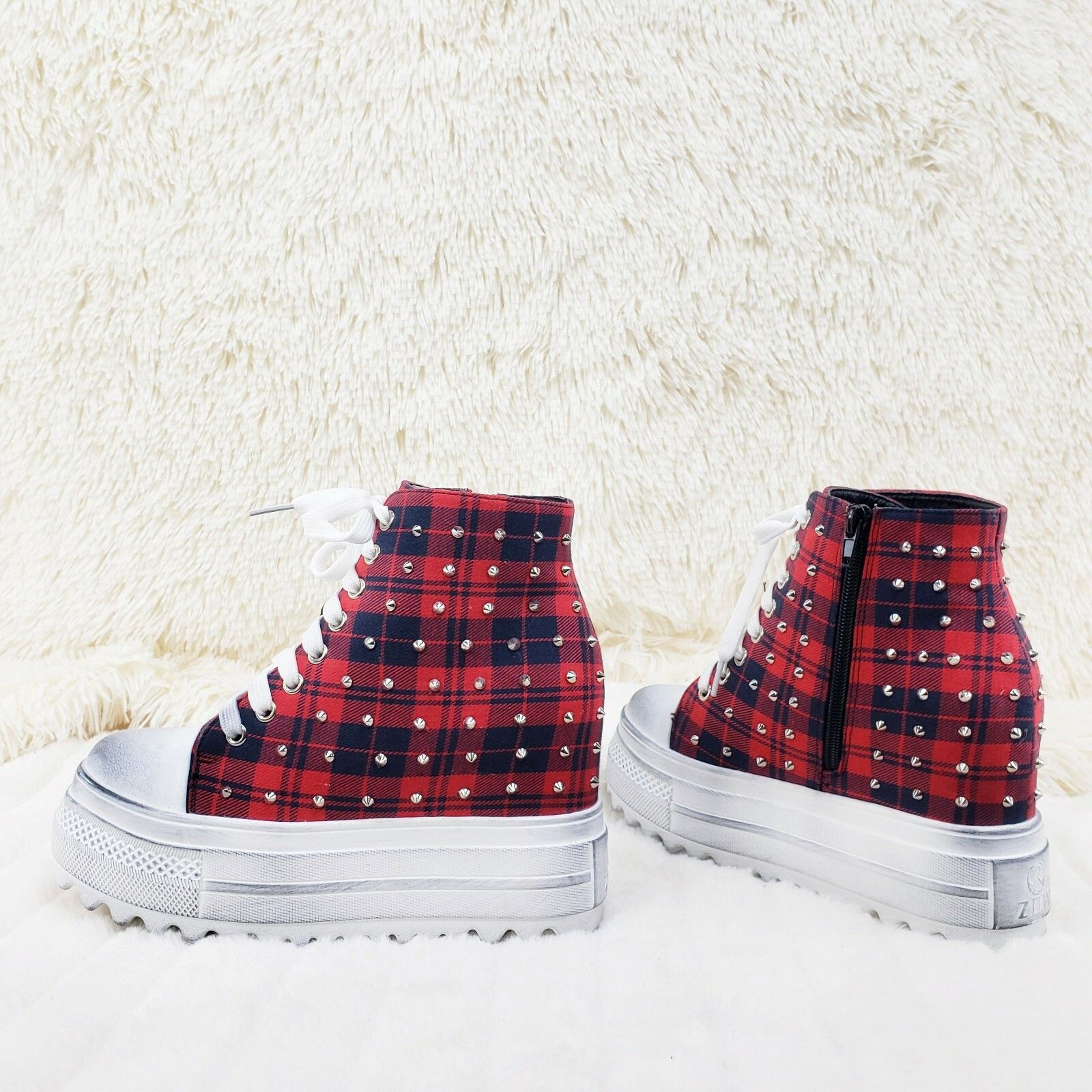 Alexander Wang Wang Cherry Bomb Platform Sneaker Boots Hidden Wedge Red Nav Size US 6 / IT 36 - 3 Thumbnail
