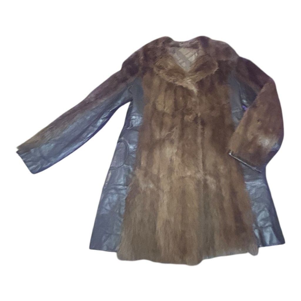 Handmade Rare Vintage Mob Wife Real Mink Fur and Leather Long Coat Size M / US 6-8 / IT 42-44 - 3 Thumbnail