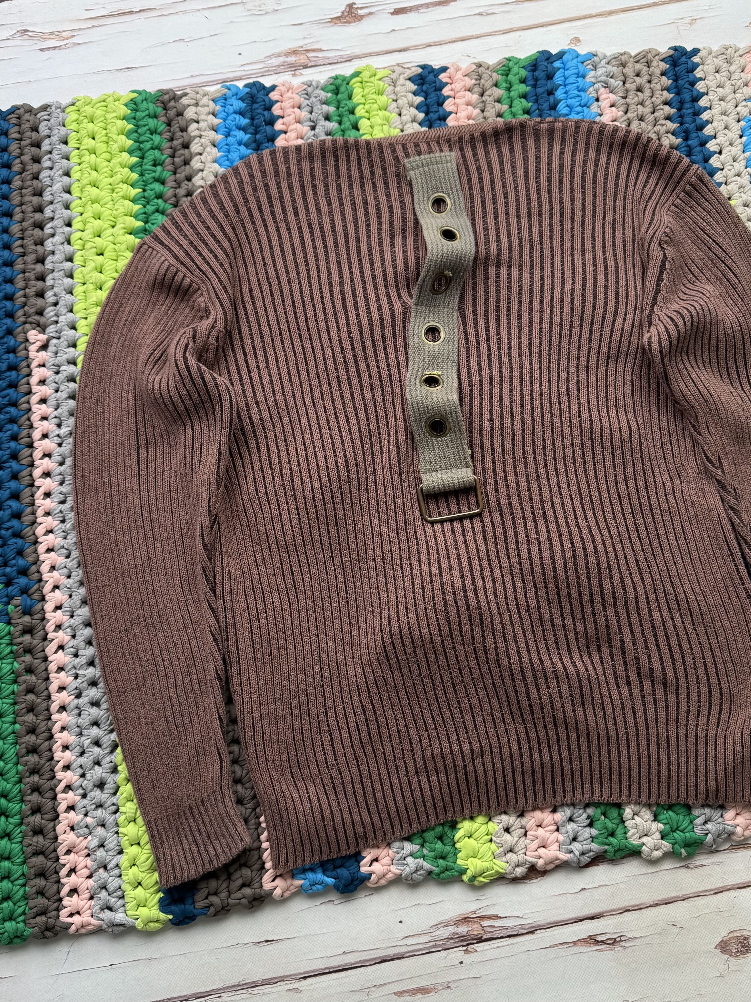 Vintage Vintage Ribbed Sweater With Belted (ET1)(D15) Size US S / EU 44-46 / 1 - 5 Thumbnail
