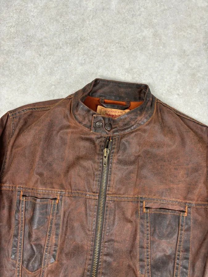 Levi's Levis Brown Waxed Biker Denim Jacket Size US M / EU 48-50 / 2 - 4 Thumbnail