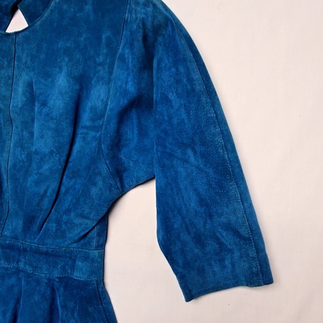 Vintage Vintage Blue Suede Peplum Bennetts Dress Womens Size 6 80s Size M / US 6-8 / IT 42-44 - 5 Thumbnail