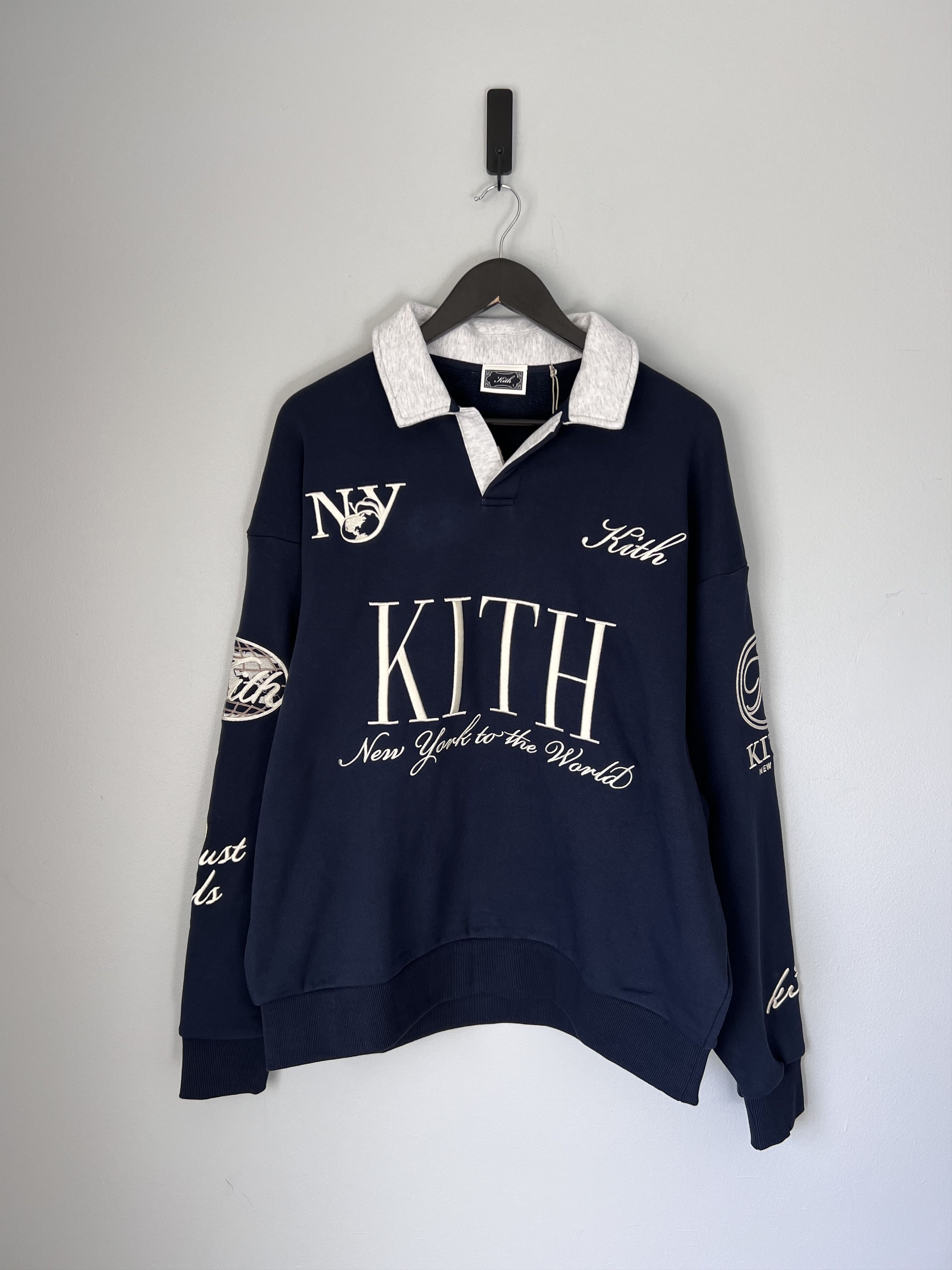 Kith Kith Nelson Collared Pullover in Nocturnal Blue | Grailed