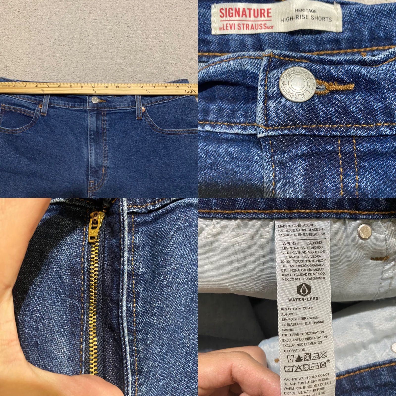 Levi's Levi's Signature Womens 14 Jean Shorts Bermuda Denim Dark Wash High Rise Inseam 5" Blue 5-Pocket Design Casual Travel Jeans Womens" Size 36" / US 14 / IT 50 - 8 Thumbnail
