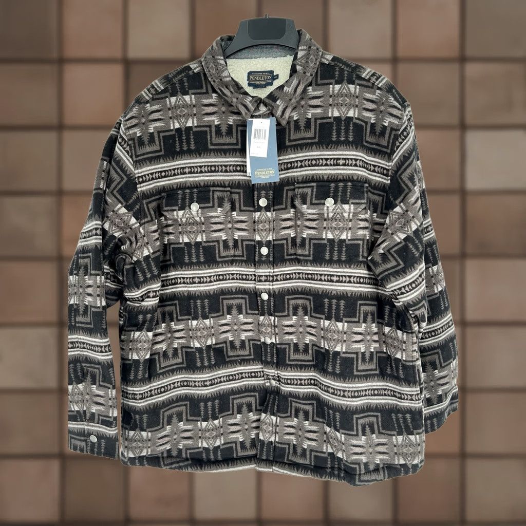 Pendleton VINTAGE Pendleton Shirt/Jacket Mens 2XL Harding Charcoal Sherpa Lined Cotton Snap Button Winter Fall Spring Casual Workwear Travel Party/Cocktail Mens Size US XXL / EU 58 / 5 - 1 Thumbnail