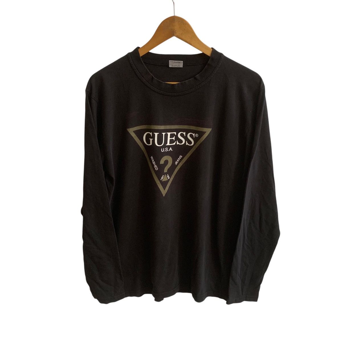Black Vintage Big Logo Guess Long Sleeve Shirt Small