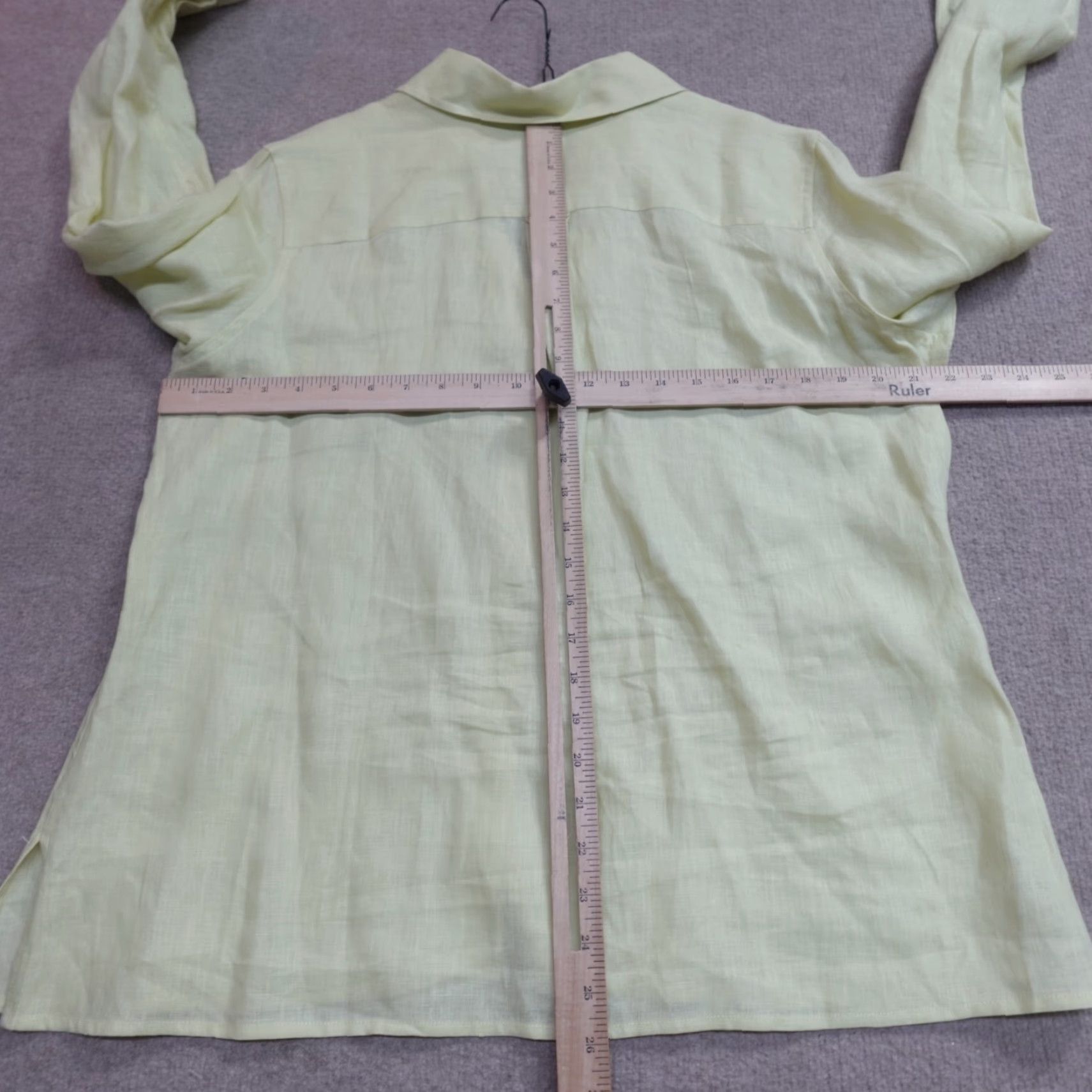 Talbots Talbots Shirt 16P Yellow Green Solid 100% Irish Linen Long Sleeves Size XXL / US 16-18 / IT 52-54 - 5 Thumbnail