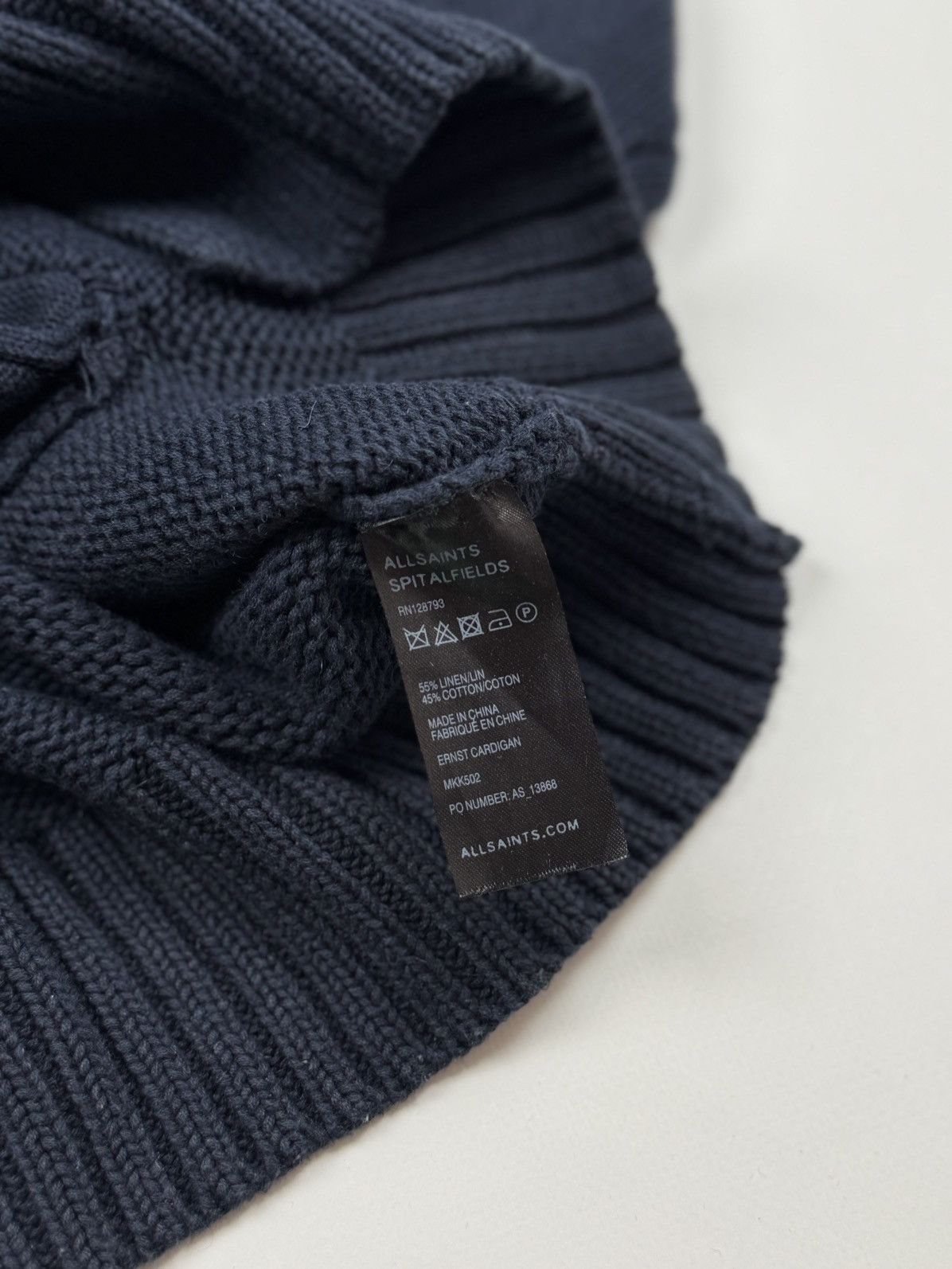 Allsaints AllSaints Ernst Linen/Cotton Navy Cardigan Size US M / EU 48-50 / 2 - 12 Thumbnail