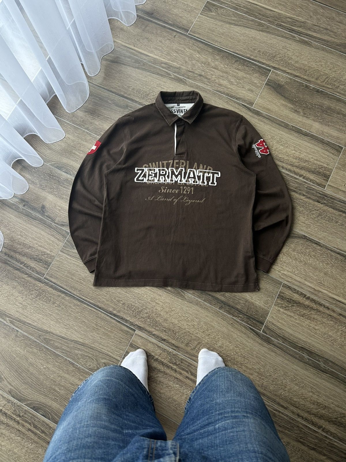 Rugby Ralph Lauren Vintage Switzerland zermatt big logo brown rugby jersey Size US XL / EU 56 / 4 - 1 Thumbnail
