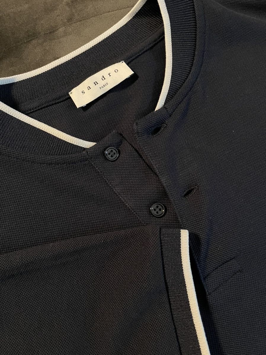 Sandro Sandro Navy Striped Polo Size US M / EU 48-50 / 2 - 2 Thumbnail
