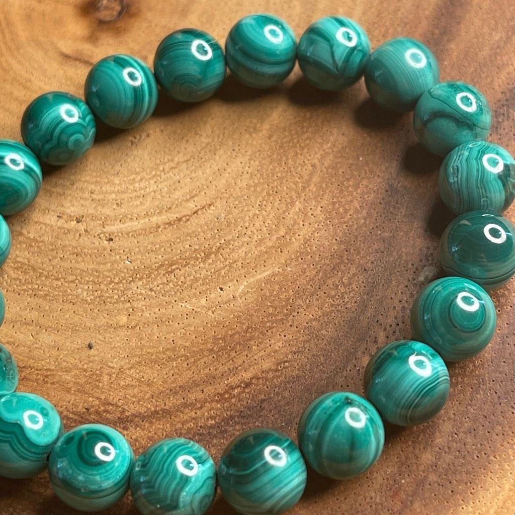 Other Malachite green circles orbs stretch beaded bracelet 7” crystal healing beads 8mm growth optimism transformation Size ONE SIZE - 8 Thumbnail