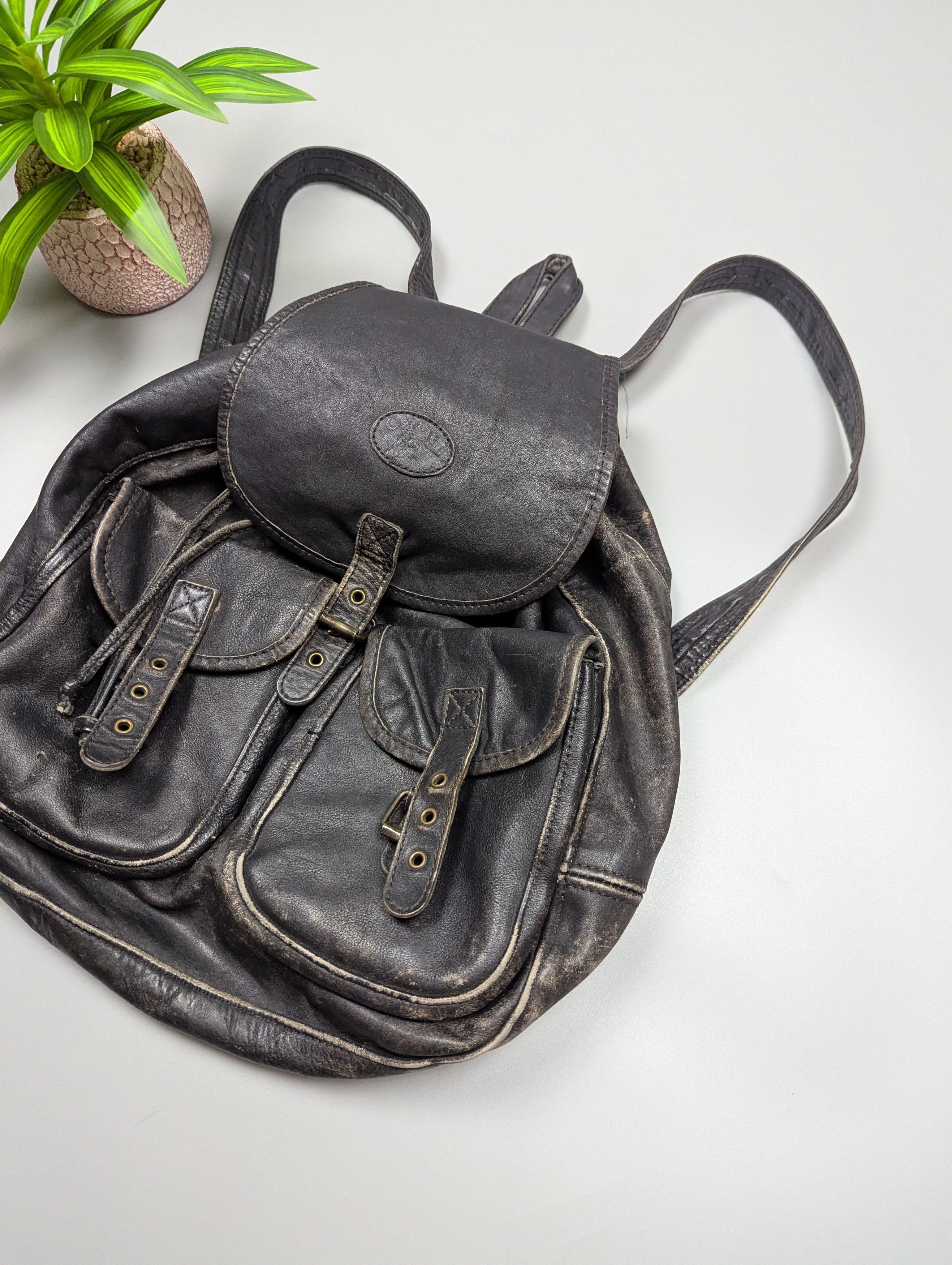 Camel CAMEL Vintage 80s 90s Leather Backpack Size ONE SIZE - 2 Thumbnail