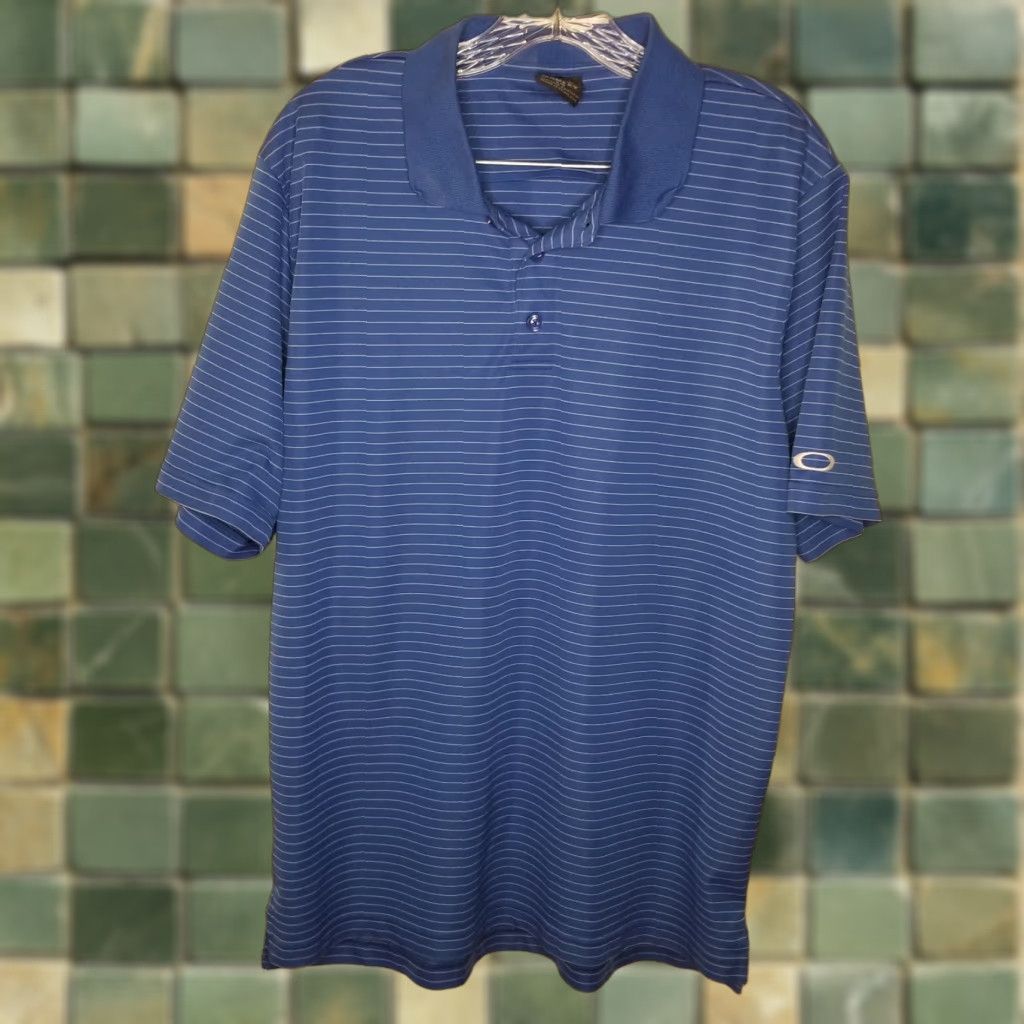Oakley Oakley Shirt Mens L Blue Striped Activewear Polo Short Sleeve Size US L / EU 52-54 / 3 - 1 Thumbnail