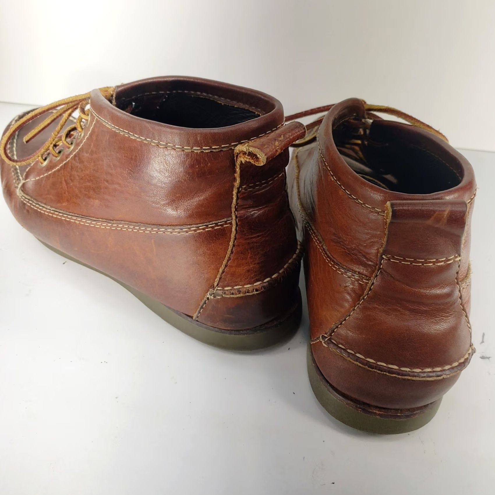 Vintage L.L. Bean Eastport Chukka Boots Mens 10.5 D Brown Leather Moc Toe Casual Dressy Black? Size US 11 / EU 44 - 5 Thumbnail